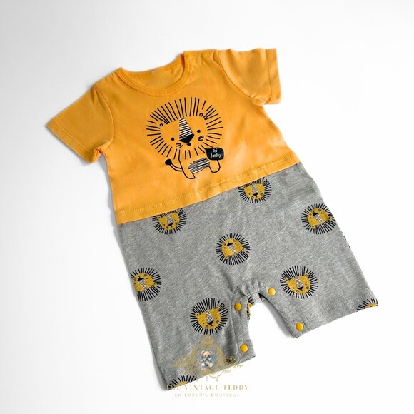 NWT Cute Boys Romper One-Piece T-shirt & Pants Baby Outfit Little Lion 9-12M - Picture 2 of 3